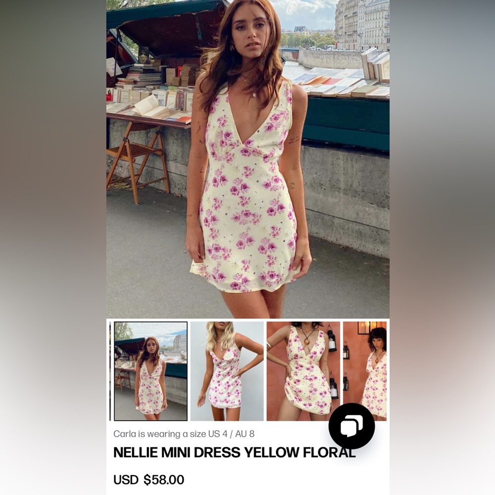 Princess Polly Nellie Mini Dress Yellow Floral